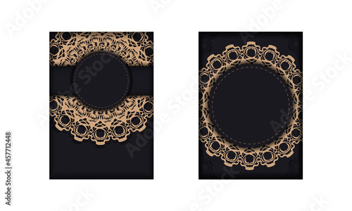 Prepared for printing in black with an abstract brown pattern.