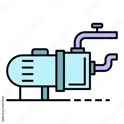 Pool motor pump icon. Outline pool motor pump vector icon color flat isolated