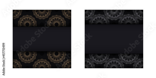 Template Congratulatory flyer black color with mandala pattern