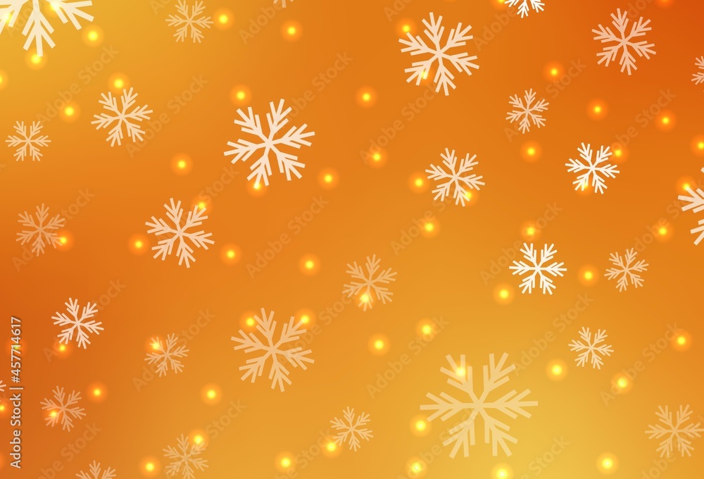 Light Orange vector layout with bright snowflakes, stars. Light Orange vector layout with bright snowflakes, stars.