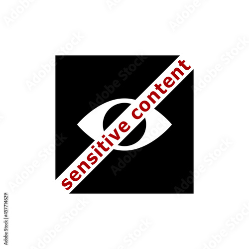 Illustration of a crossed-out eye with an inscription, warning.