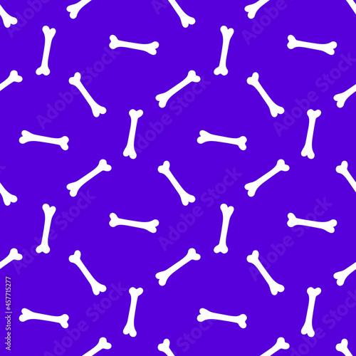pattern with bones on a purple background. 