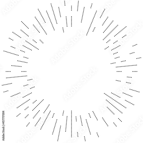 Random circles, dots, speckles and freckles concentric, circular and radial element. Pointillist, pointillism random halftone circles