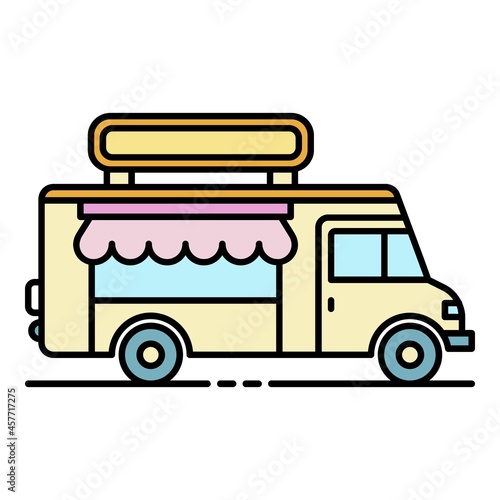 Drink street truck icon. Outline drink street truck vector icon color flat isolated