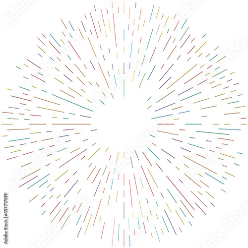 Radial, radiating lines. Radiation, explosion, twinkle, glare and glint effect. Abstract blast, aurora, aura effect design