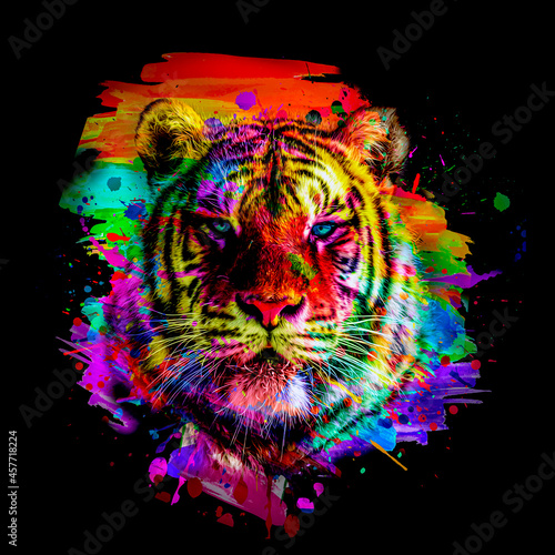 tiger head illustration col...