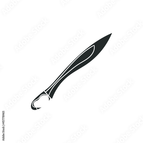 Kopis Weapon Icon Silhouette Illustration. Greek Sword Vector Graphic Pictogram Symbol Clip Art. Doodle Sketch Black Sign.