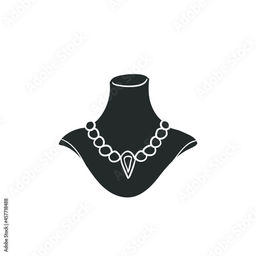 Mannequin Necklace Icon Silhouette Illustration. Jewerly Vector Graphic Pictogram Symbol Clip Art. Doodle Sketch Black Sign.
