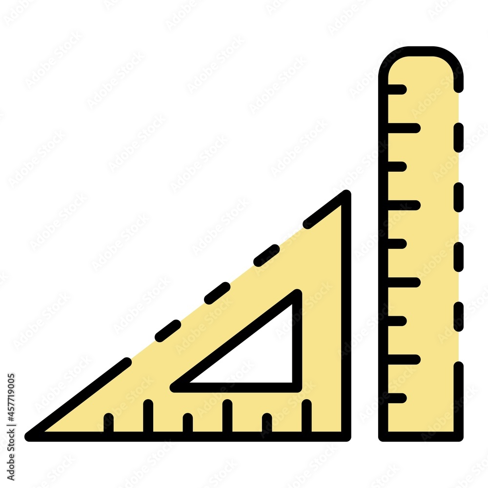 Wood ruler icon. Outline wood ruler vector icon color flat isolated