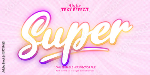 Multicolor editable text effect, sweet colorful cartoon font style