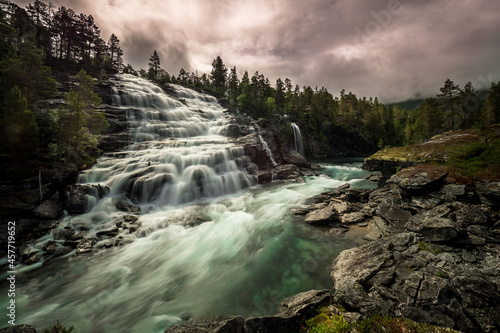 Fototapeta Naklejka Na Ścianę i Meble -  Waterfall Lanscape Moody Scenery 