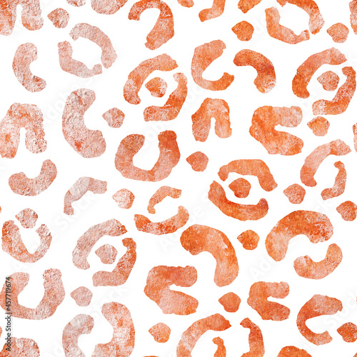 Red leopard spots watercolor seamless pattern. Template for decorating designs and illustrations.