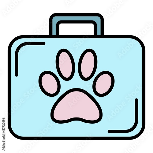 First pet aid kit icon. Outline first pet aid kit vector icon color flat isolated