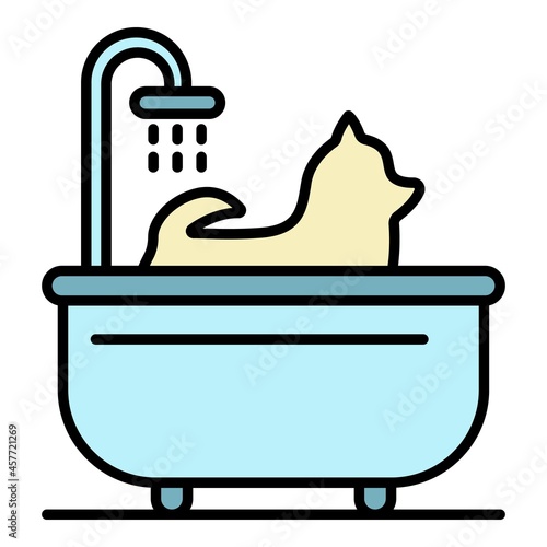 Dog take a bath icon. Outline dog take a bath vector icon color flat isolated