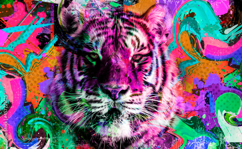 tiger head illustration col...