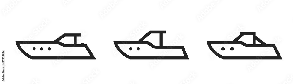 powerboat line icon set. water transport symbol. isolated vector image