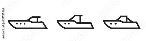 powerboat line icon set. water transport symbol. isolated vector image