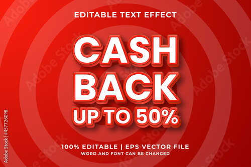 Editable text effect - Cash Back 3d template style premium vector