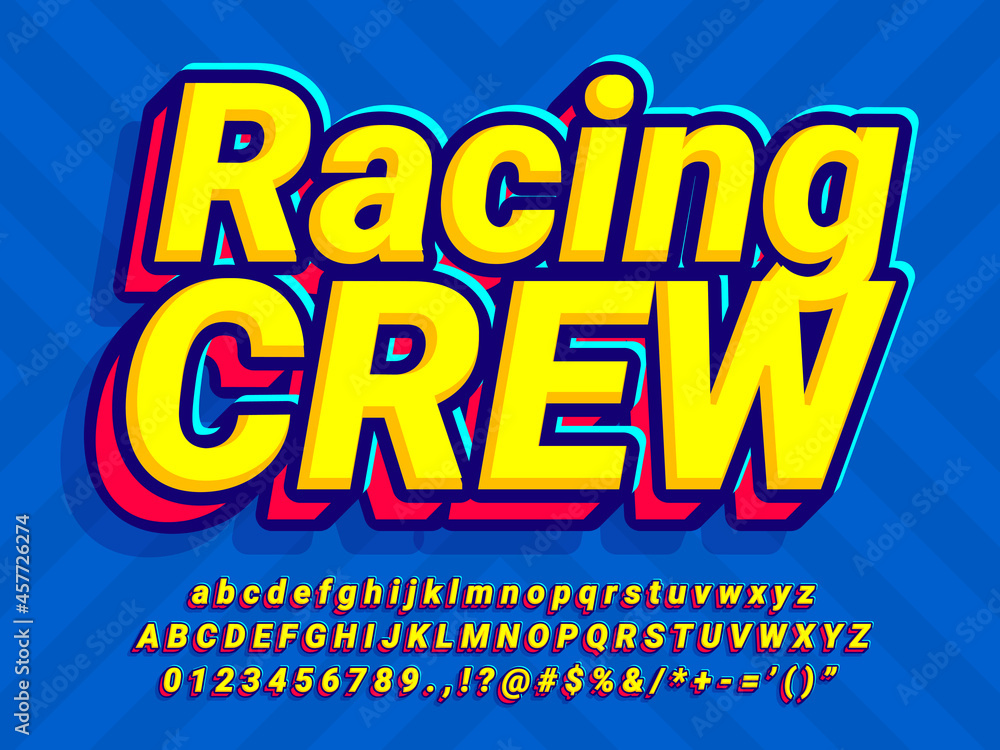 Obraz premium Racing Crew Cool Pop Text Effect