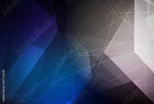 Dark BLUE vector background with triangles.