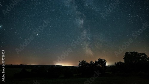 Isigny-Sur-Mer, France, Timelapse - The Milky Way as seen from the countryside of France photo