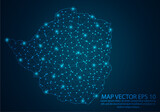 Abstract mash line and point scales on dark background with map of Zimbabwe.3D mesh polygonal network line, design sphere, dot and structure. Vector illustration eps 10.