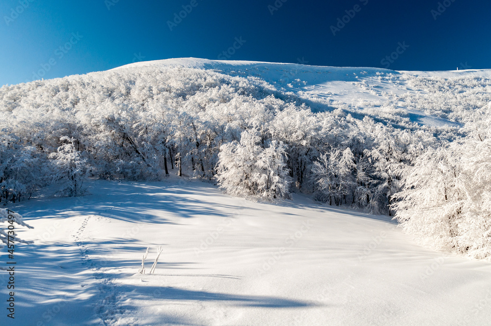 A view from the top of Wielka Rawka to the peaks of the Bieszczady Mountains, the Bieszczady Mountains