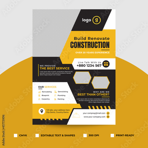 Construction Business Flyer Template, Construction Renovation Flyer Template Design, Construction Renovation Flyer Template Design