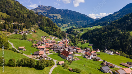 Jaun Pass and its beautiful valley, Switzerland. 