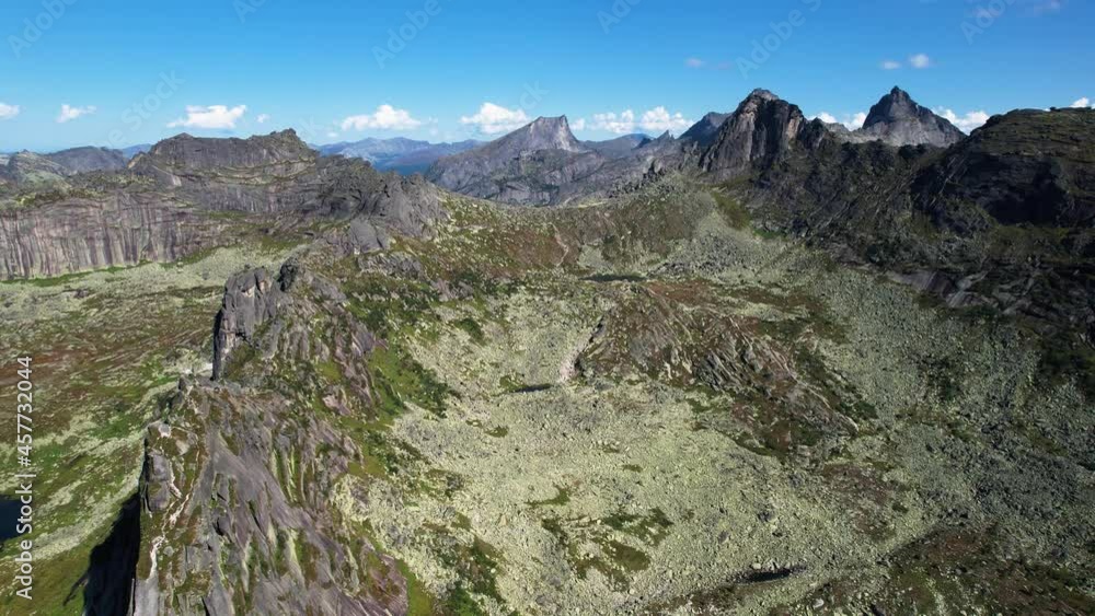 Mountain landscape in the national park, aerial filming Mountain landscape in the national park, aerial filming