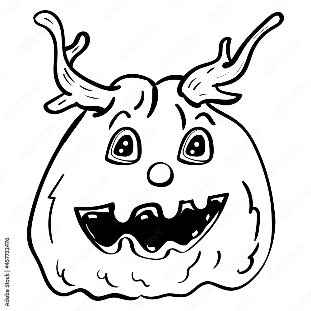 Pumpkin Lantern Festive with Horns Illustration for Christmas or Halloween Vector Coloring Pumpkin Lantern Festive with Horns Illustration for Christmas or Halloween Vector Coloring