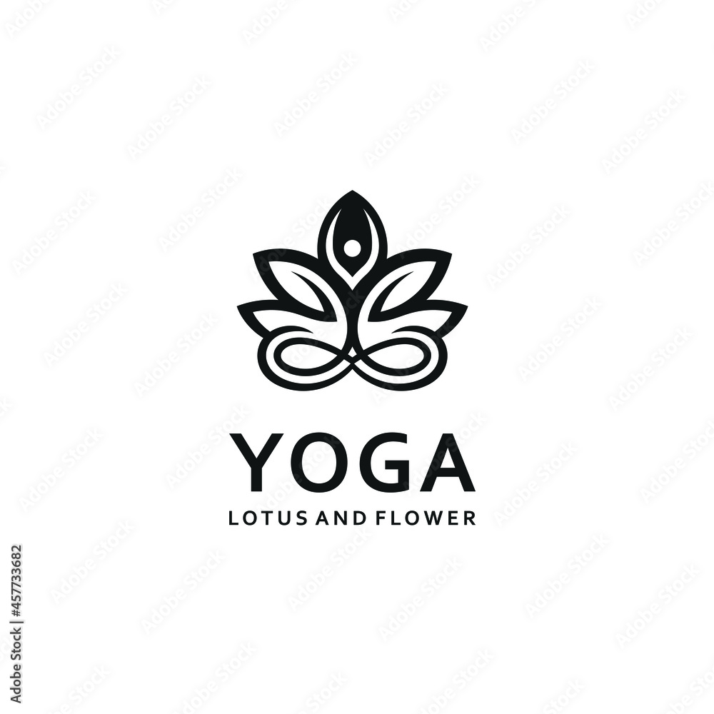 Lotus Flower Leaves Yoga Logo Design Meditation Inspiration Beautiful Women 