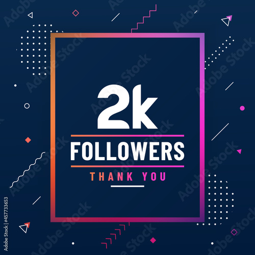 Thank you 2K followers, 2000 followers celebration modern colorful design.