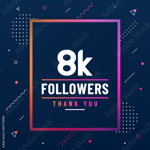 Thank you 8K followers, 8000 subscribers celebration modern colorful design.