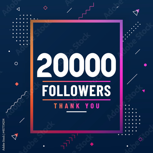 Thank you 20000 followers, 20K followers celebration modern colorful design.