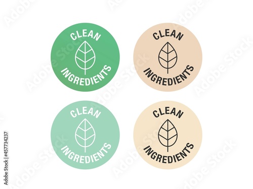 Clean ingredients sign in circle.  Clean ingredients marks set.  