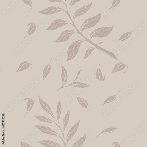 Vector seamless pattern with silhouettes of leaves. Pattern of leaves