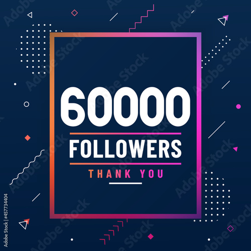 Thank you 60000 followers, 60K followers celebration modern colorful design.