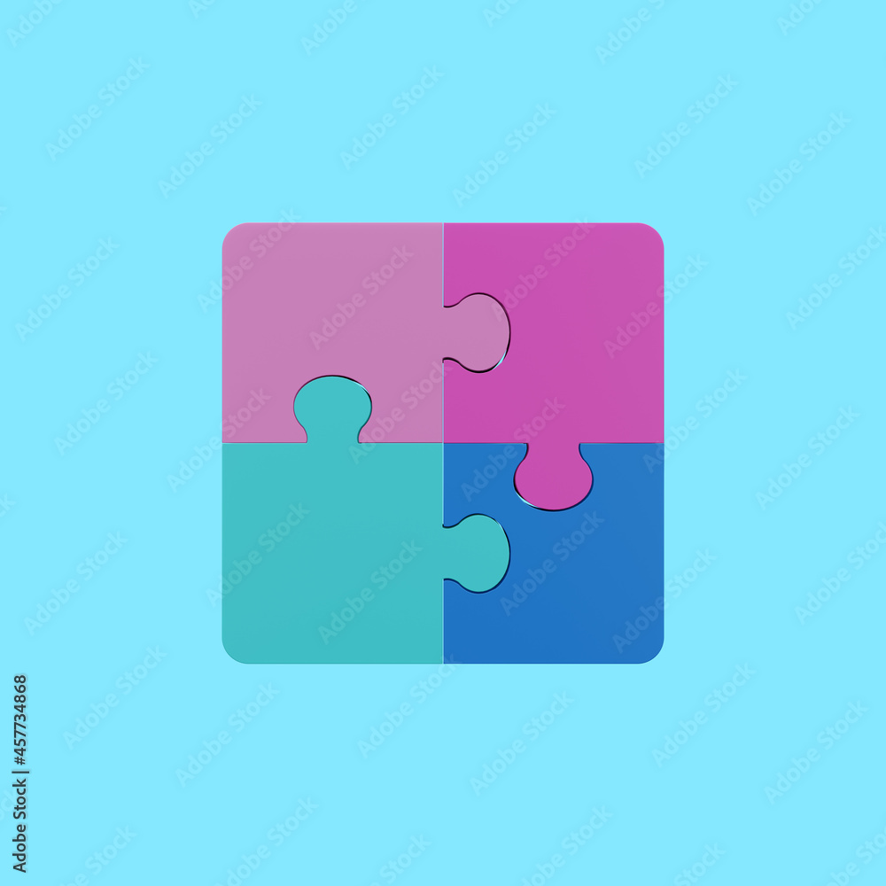 Jigsaw puzzle in action. Symbol of team work, strategy, solution, connection. Business concept. 3D render illustration, with clipping path. Jigsaw puzzle in action. Symbol of team work, strategy, solution, connection. Business concept. 3D render illustration, with clipping path.