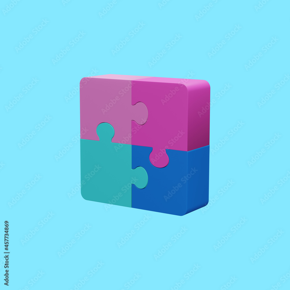 Jigsaw puzzle in action. Symbol of team work, strategy, solution, connection. Business concept. 3D render illustration, with clipping path. Jigsaw puzzle in action. Symbol of team work, strategy, solution, connection. Business concept. 3D render illustration, with clipping path.