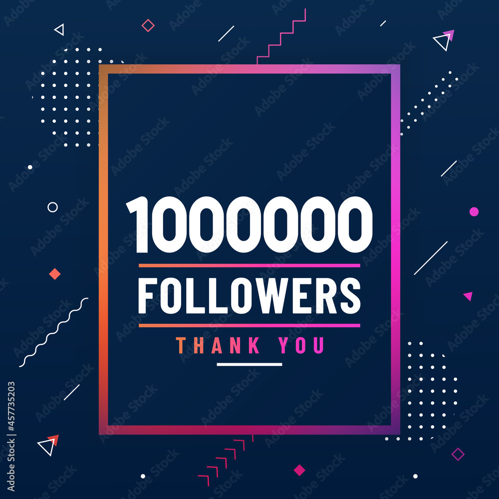 Thank you 1000000 followers, 1M followers celebration modern colorful design.