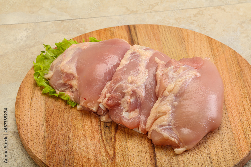 Raw chicken boneless and skinless leg Raw chicken boneless and skinless leg