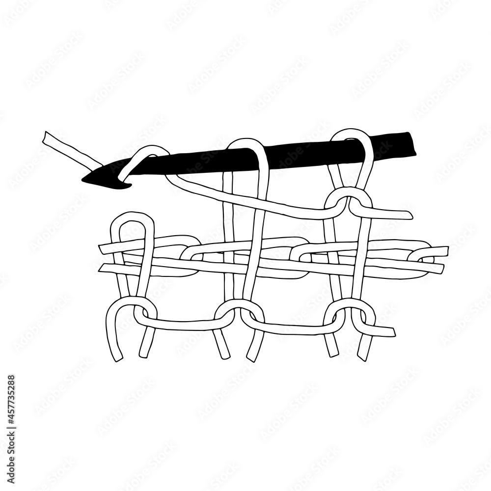 Obraz premium Beautiful hand-drawn fashion vector illustration of a lady's hobby crochet hook knitting for girls and women pattern isolated on a white background