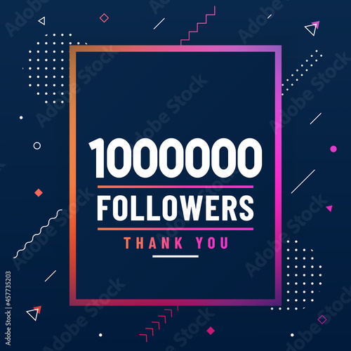 Thank you 1000000 followers, 1M followers celebration modern colorful design.