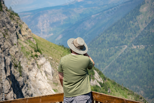 person on the top of the mountain