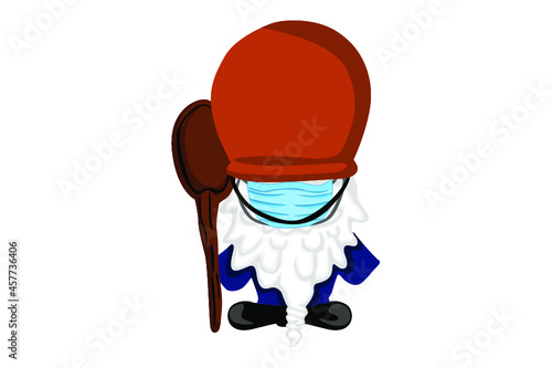 Adorable halloween wizard gnome wearing a mask