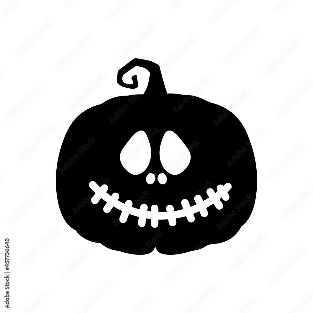 Fototapeta premium Halloween scary pumpkin in flat style Holiday cartoon concept