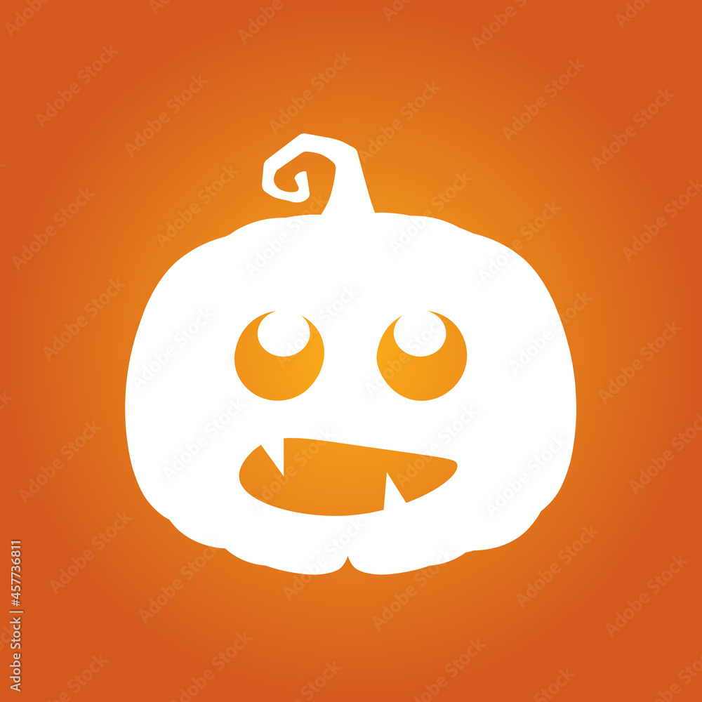 Halloween white scary pumpkin in flat style Holiday cartoon concept Halloween white scary pumpkin in flat style Holiday cartoon concept
