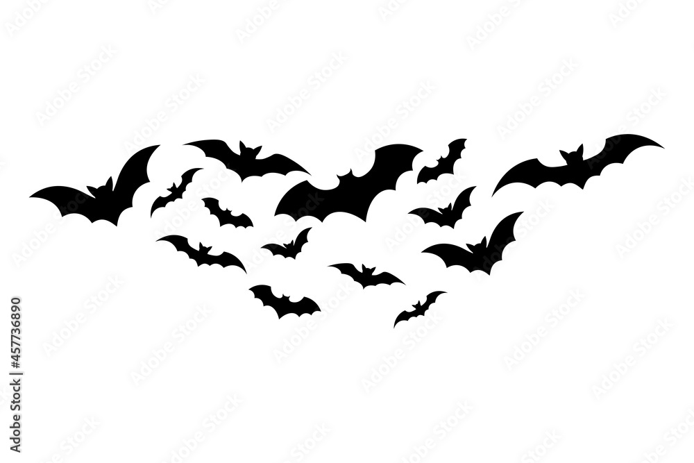 Simple illustration of bats silhouette for halloween day greeting cards