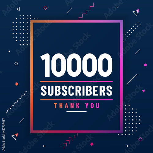 Thank you 10000 subscribers, 10K subscribers celebration modern colorful design.